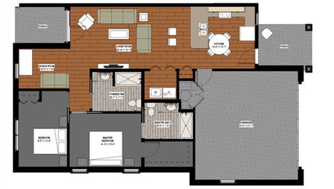 the floor plan of a house with a combination of bedrooms and a living room